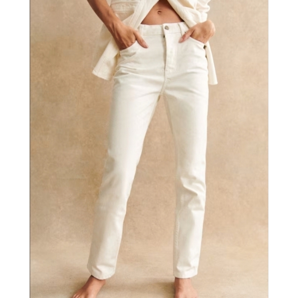 Sezane Cream Denim Jeans FR Size 40/US Size 8